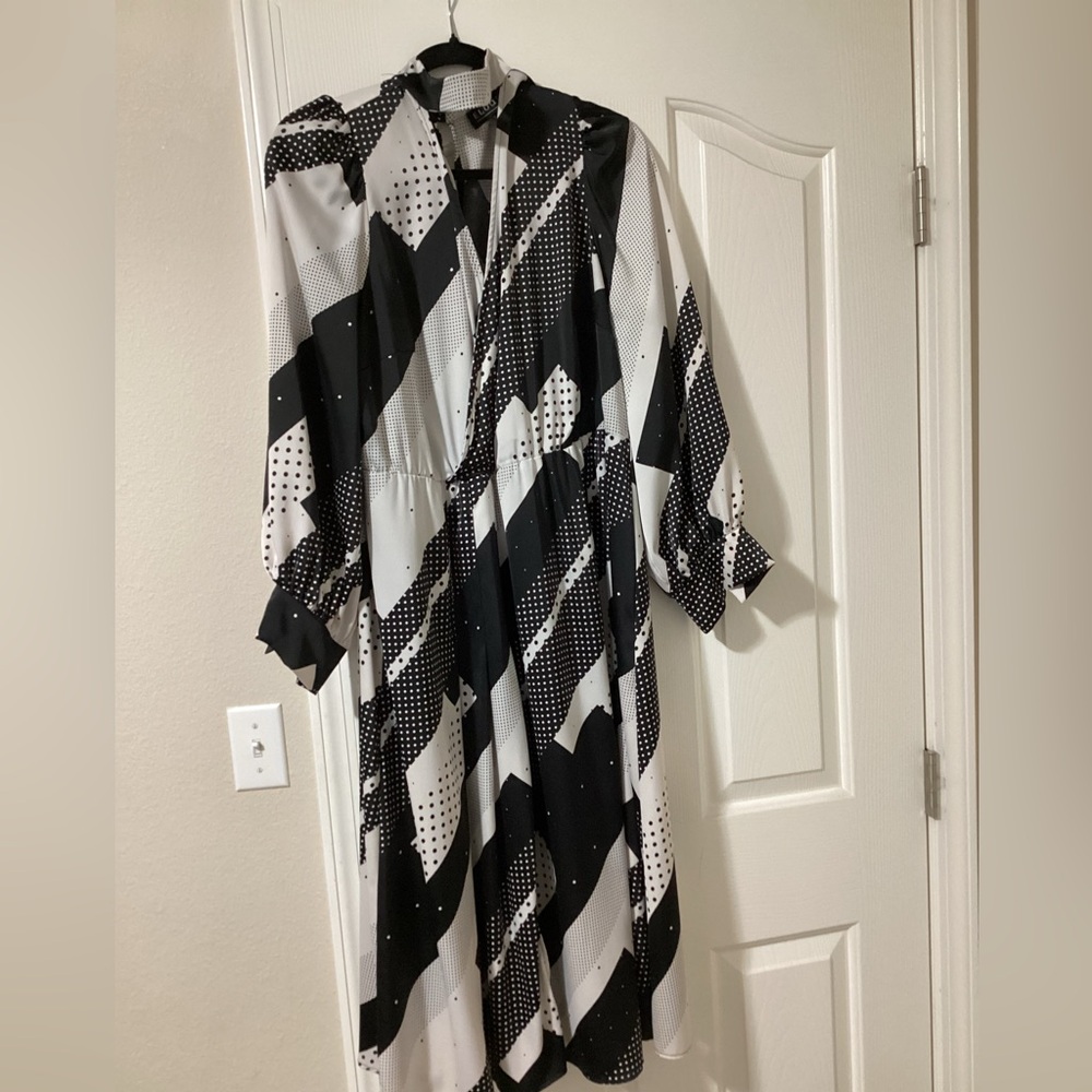 Eloquii Black and White Polka Dot Dress
